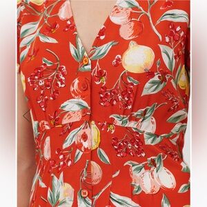 Comptoir Des Cotonniers ~ Women In Bloom Cropped Citrus Blouse ~ Size Large